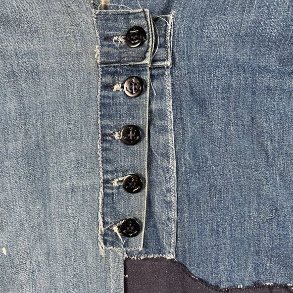 Vintage 70s Patchwork Jacket Small Medium Blue Denim Custom Handmade Lined - Picture 7 of 16